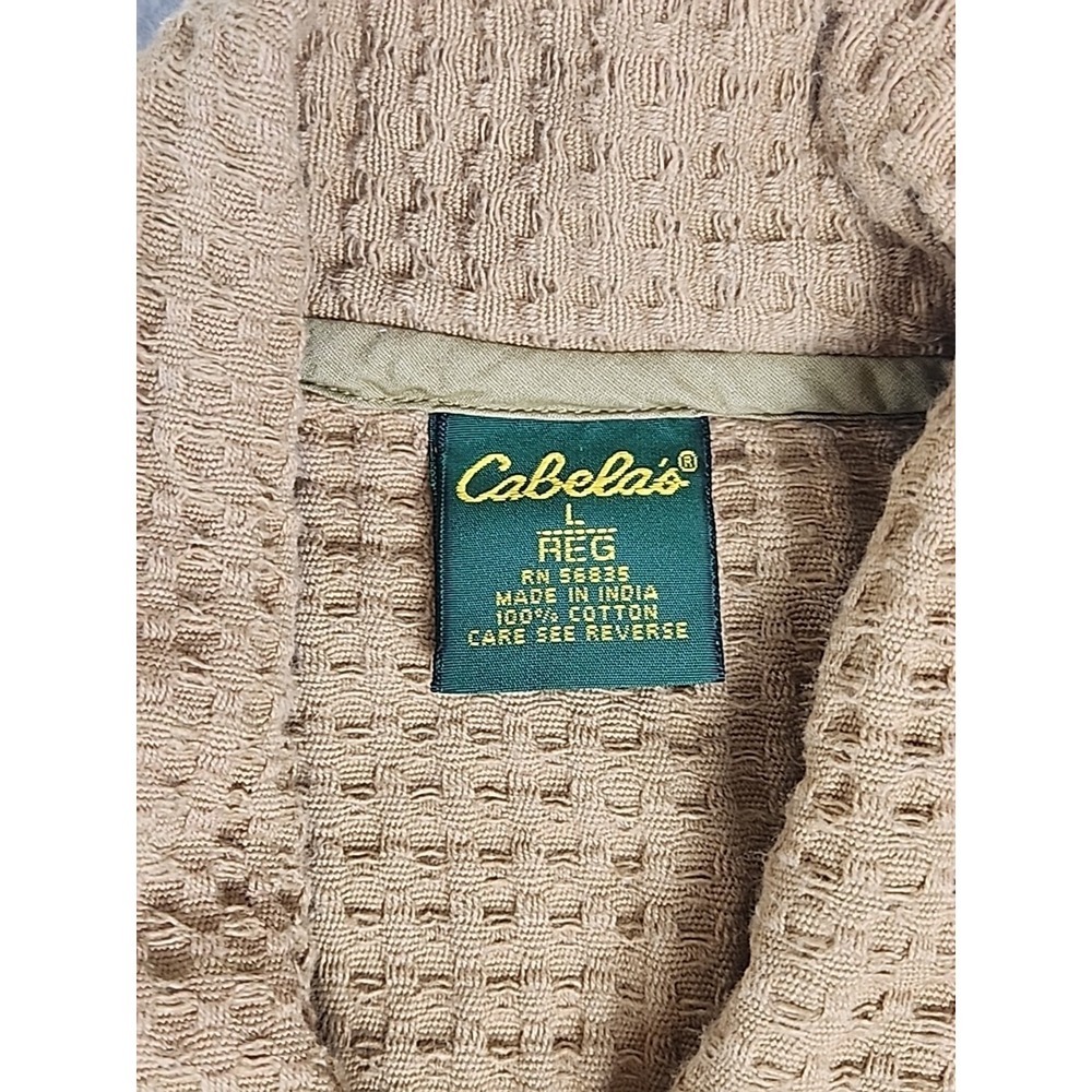 Cabelas Womens L Waffle Heavy Knit Tan Button Front Shacket Jacket Sweater - Picture 3 of 7